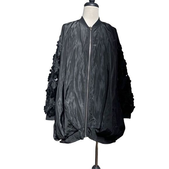 Marigold Shadows Black Oversize Mini Dress Sequin Sleeve Jacket Small - Picture 1 of 5